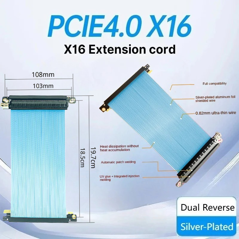 Itx Gpu Riser Pcie 4.0 16X - Двойной реверсивный кабель Pcie 4.0 с