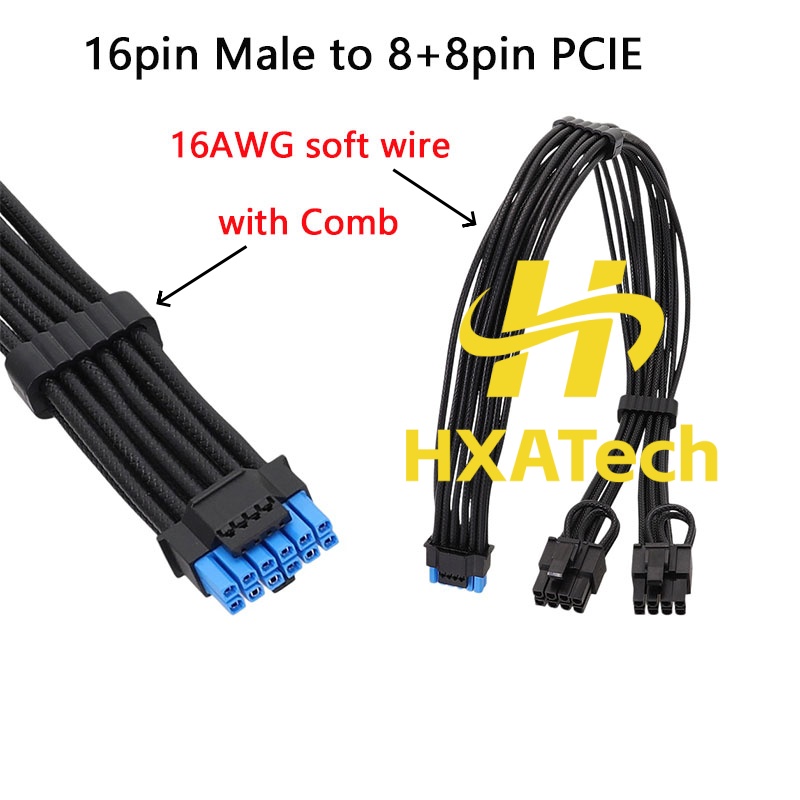 Dual 8Pin To 16Pin 12Vhpwr Cable - Кабель питания HXATech-Colorful 12VHPWR для видеокарты