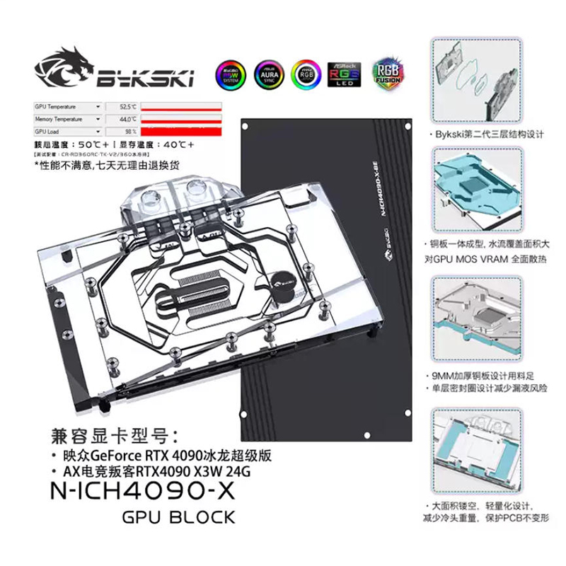 Водоблок Bykski N-ICH4090-X дл – обзор и цена Rtx 4090 Water Block